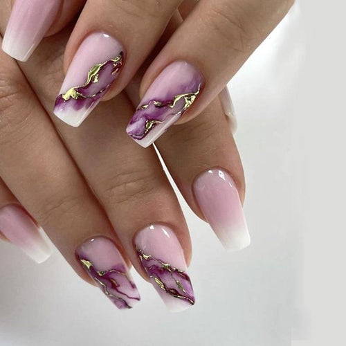 Marble Gold Foil Press-On Nails