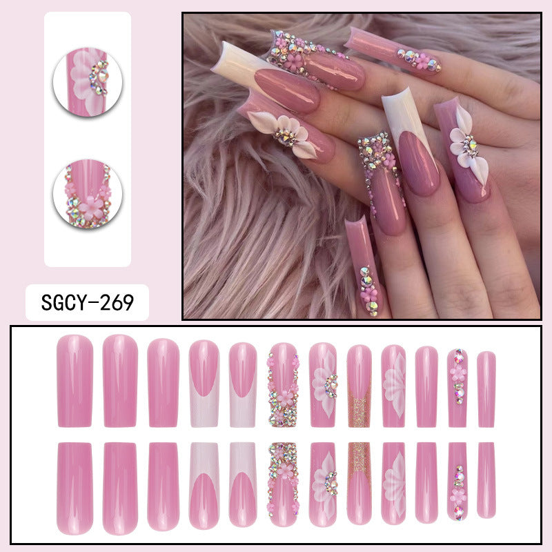 Floral Glitter Press-On Nails