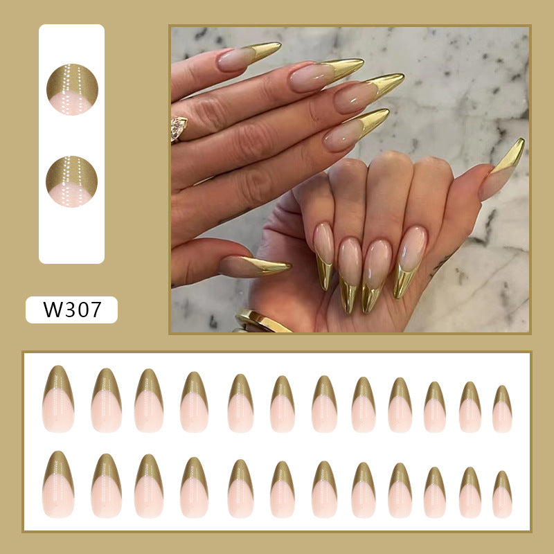 Metallic French Stiletto Press-On Nails