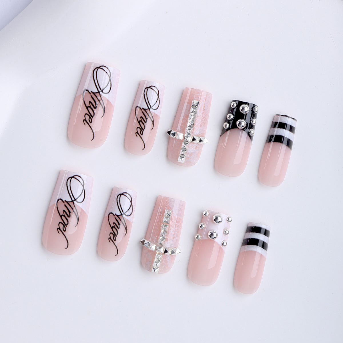 Angel Script Press-On Nails