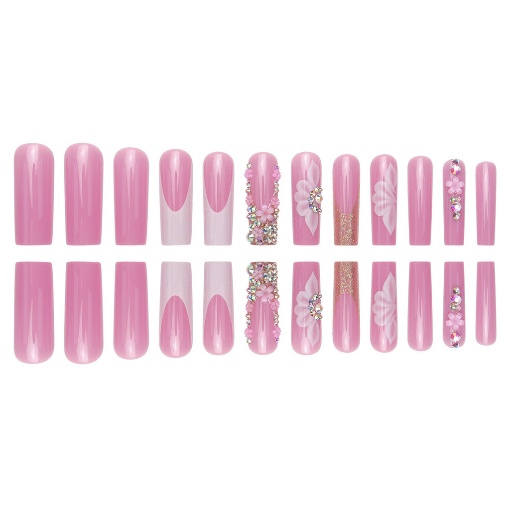 Floral Glitter Press-On Nails