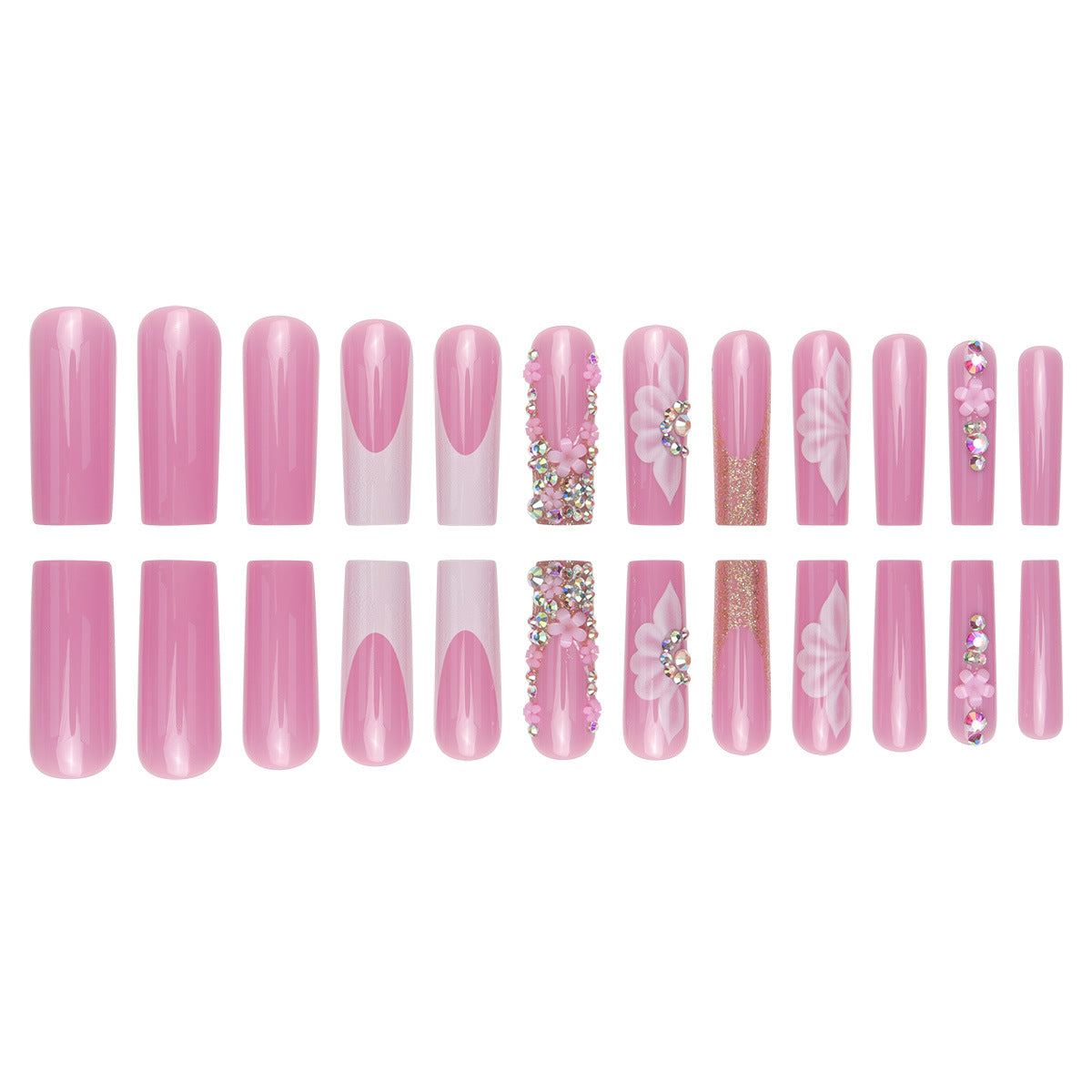 Floral Glitter Press-On Nails