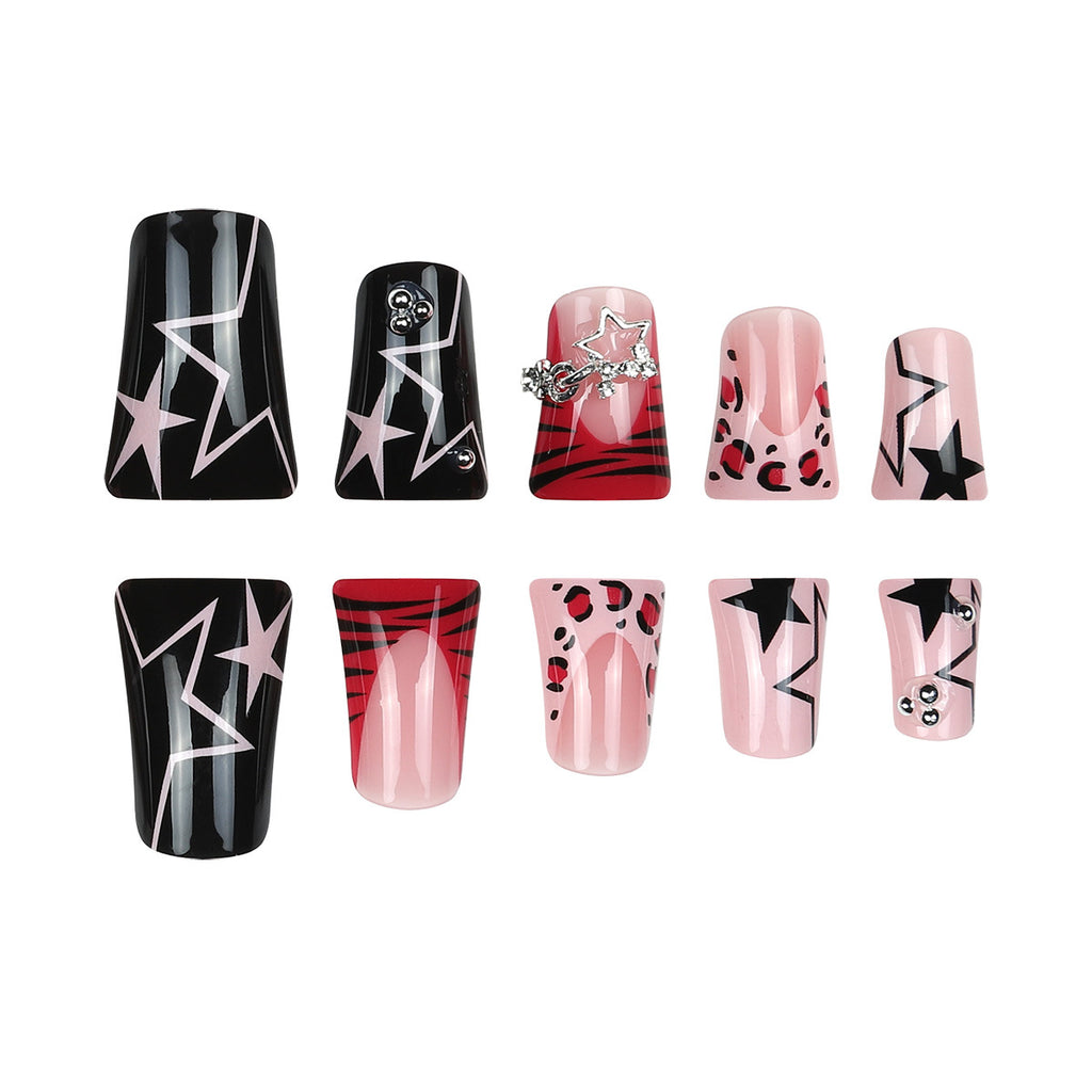 Star & Leopard Press-On Nails