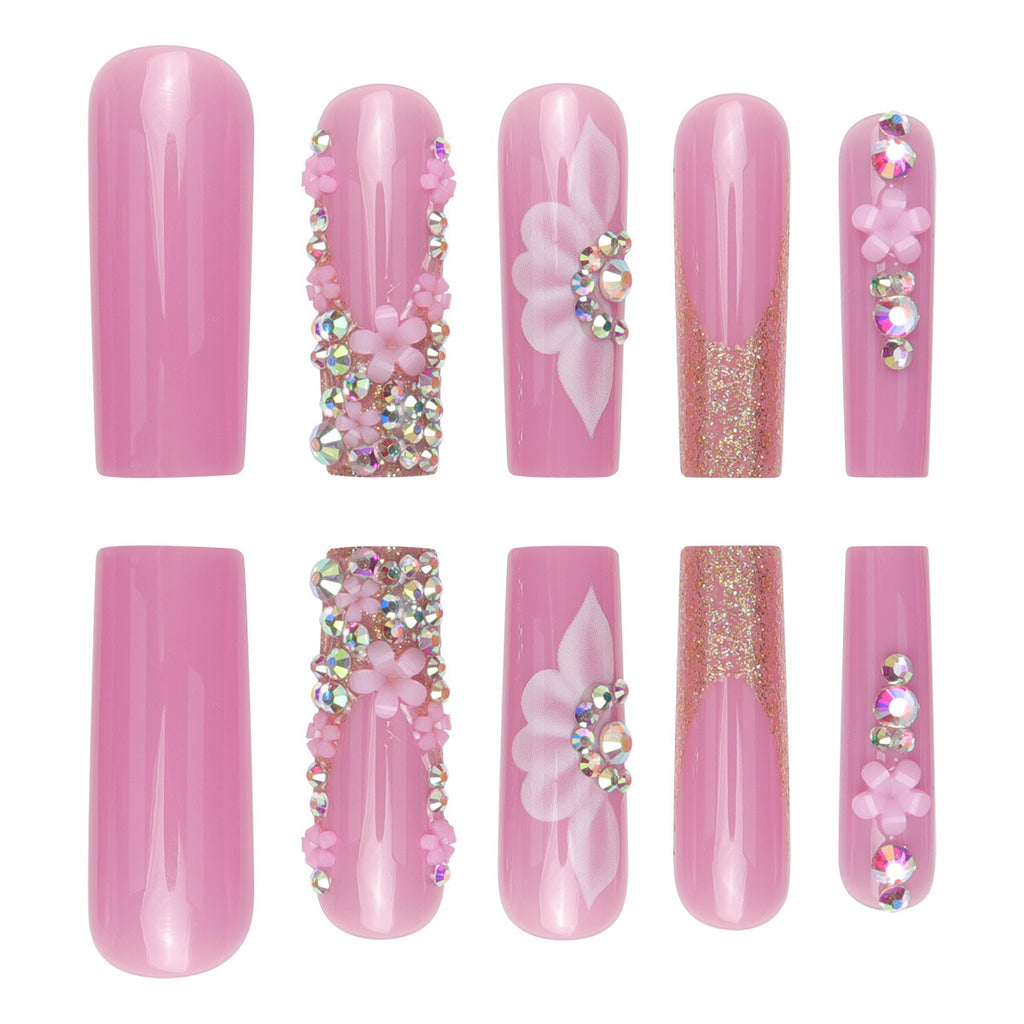 Floral Glitter Press-On Nails